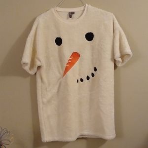 Christmas in July fuzzy snowman shirt